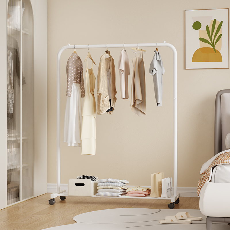 晾衣架家用卧室落地挂衣架室内可移动置物架单Q杠简易不占地衣帽