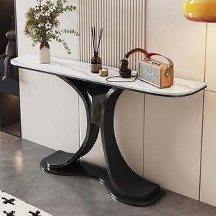 不锈钢岩板玄墙关桌轻奢风靠玄关柜门厅代条现案端景台艺249术玄