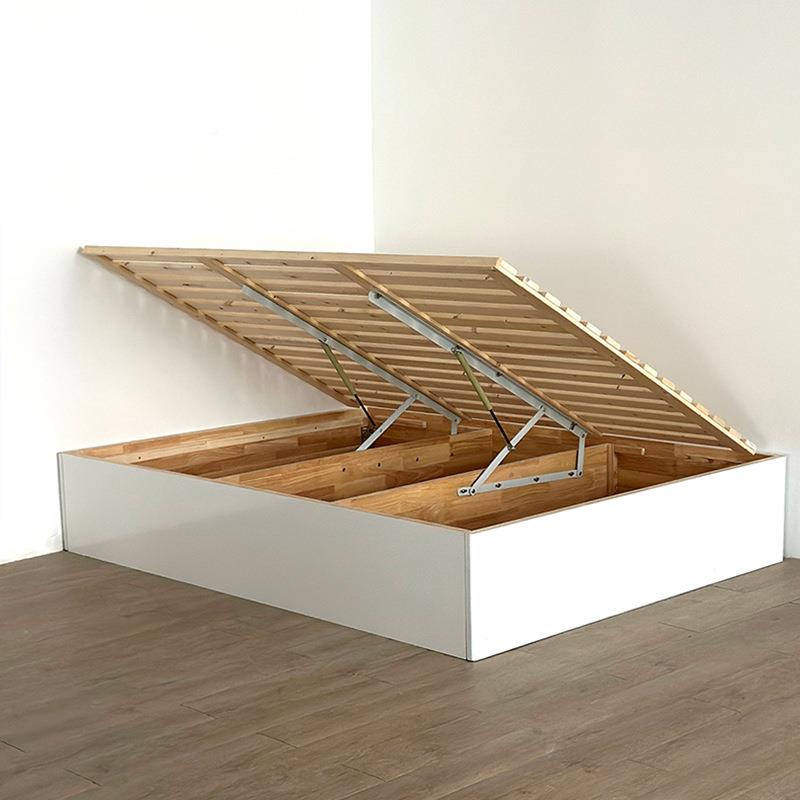 北欧简约木榻榻床气高箱储物床无压床头落地小户型108收米实纳地