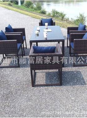 户外编藤CT－1019桌椅组合院阳台售楼部编客酒吧酒厅店藤桌椅洽庭