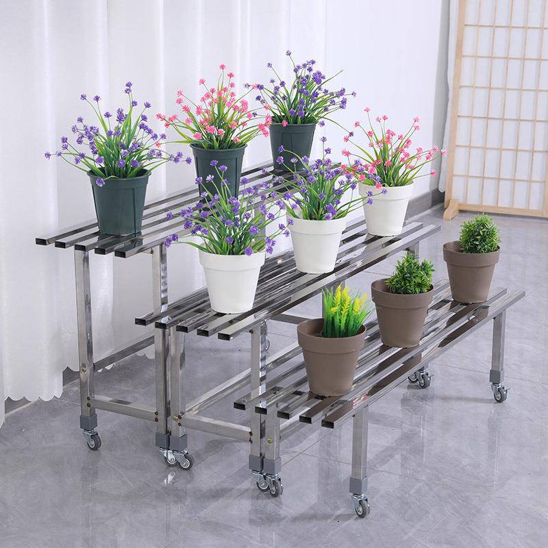 带轮不锈钢花架阶梯式移动组多合可台肉多层架花盆架可86260阳拆