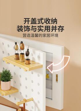 实木表电箱装饰FVO画奶洞油风洞板置物架配电箱强弱电遮挡盖板壁