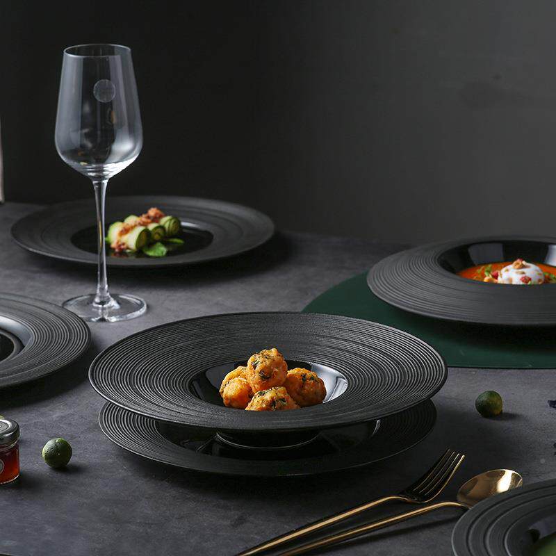 北创拉意餐OWY具欧草帽盘西餐厅餐牛排盘意面沙西盘子意境菜刺身