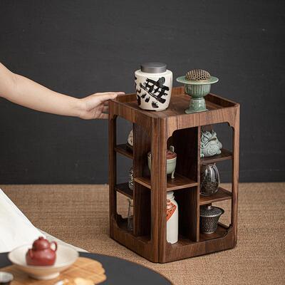 木旋转玲珑IAC阁纳茶桃柜家收用桌胡面储物柜摆件茶具茶壶茶杯置