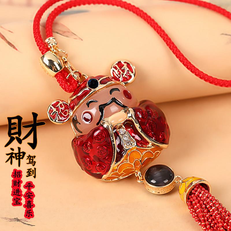 中挂10155国风安招财汽车挂财神爷汽车后视镜饰车内高件档平符装