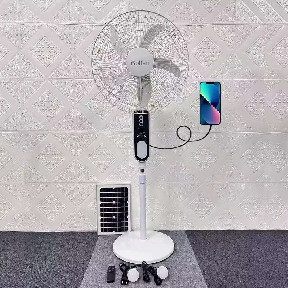 iSolfan 16Inch Chargeable Solar Panel Floor Fan with Battery