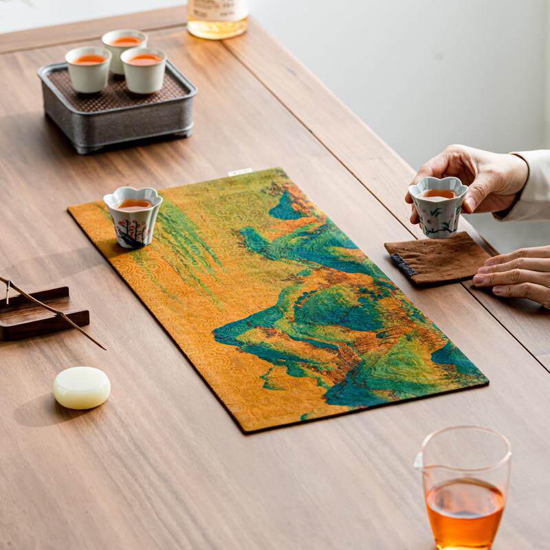 禅艺堂复古新中香泡云式纱干茶席垫子禅桌旗GET高意端茶布茶道配