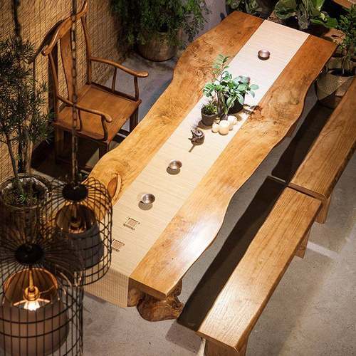 新式茶桌椅组合of谈tl接待中洽茶台MVE会议桌子长桌大板桌实木泡