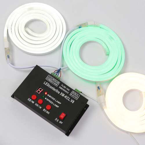 110v七彩渐变灯带同步器led呼吸闪烁变光变色霓虹灯RGB彩灯控制器