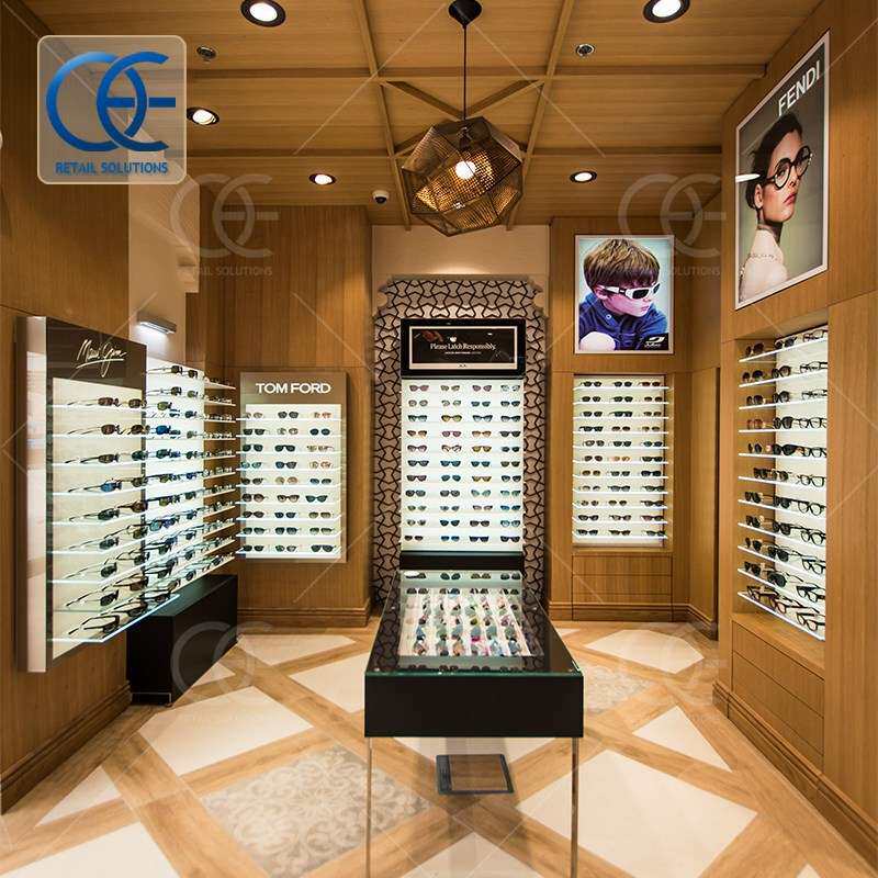 厂家直发眼镜店专用展示架铁木带灯墨镜墙柜创意眼镜展示台货架