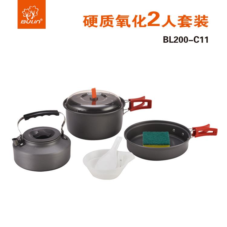 步林户外C11 (2-3人) 野营野炊烧烤不粘套锅 便携炊具餐具锅具