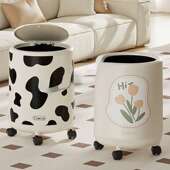 带轮大号垃圾桶家用2025新款 客厅轻奢盖高档高颜值卧室厕所整洁便