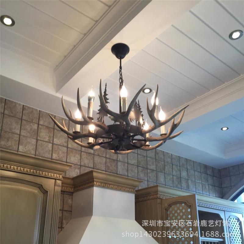 复古艺术鹿角吊灯客厅灯树脂创意餐厅美式乡村loft咖啡厅灯具
