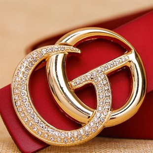 宽腰带简约 饰牛仔裤 皮带女士夏真皮白休闲百搭红纯牛皮韩国时尚 装