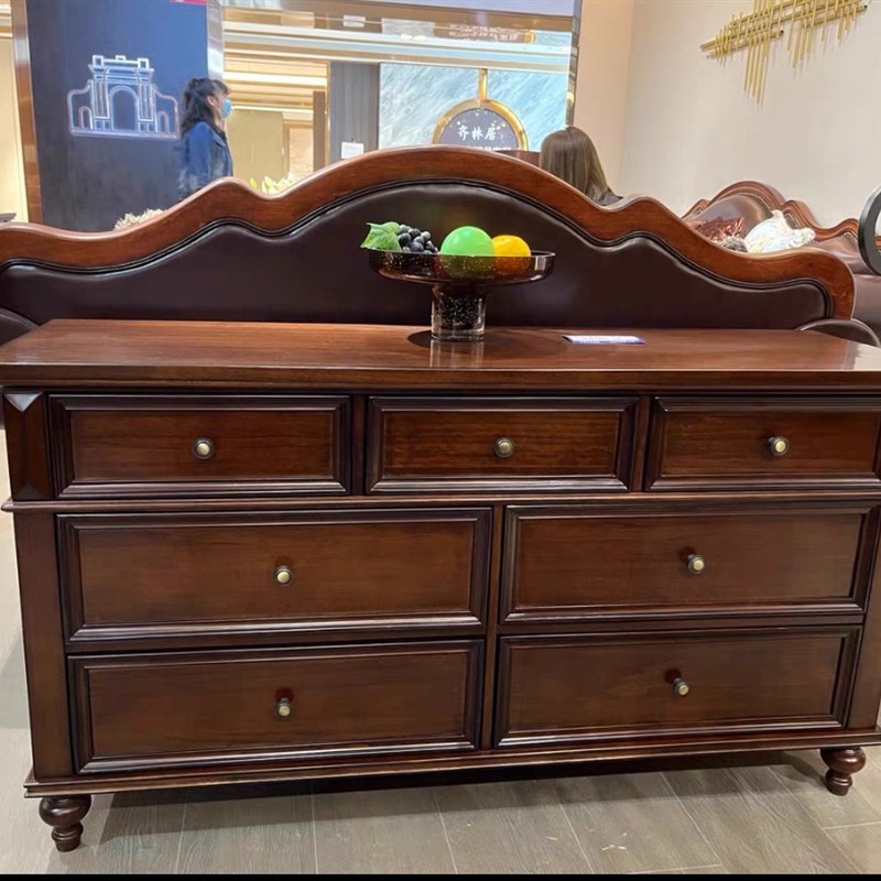 工厂直销尝鲜价美式简约全实木七斗柜储物柜尺寸:1358*400*730mm