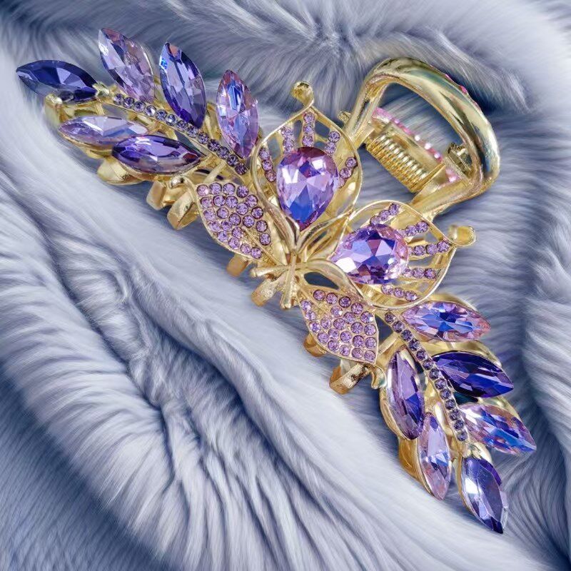 发夹后脑勺抓夹大号韩国优雅气质水钻顶夹头饰女成人盘头发卡子女