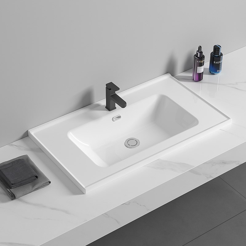 定制可切割尺寸一体陶瓷洗手盆洗漱面盆浴室柜左边台盆洗脸池单盆