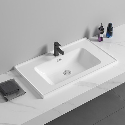 定制可切割尺寸一体陶瓷洗手盆洗漱面盆浴室柜左边台盆洗脸池单盆