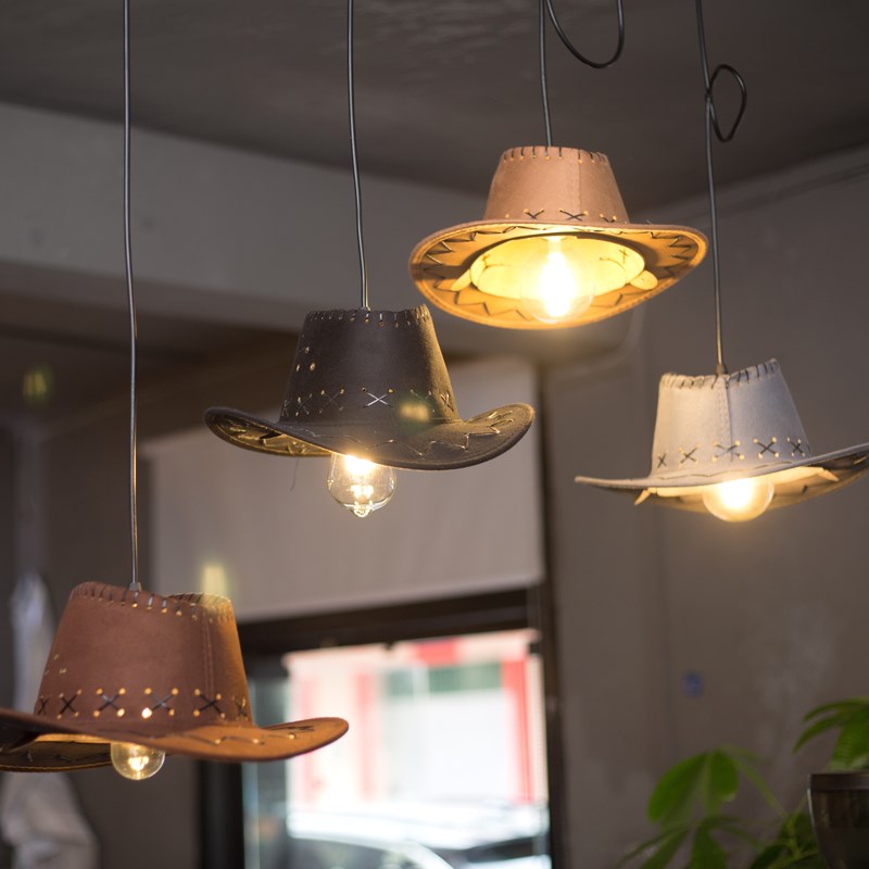 创意牛仔帽吊灯西餐厅咖啡店服装店铺商用灯吧台饭店民宿个性吊灯