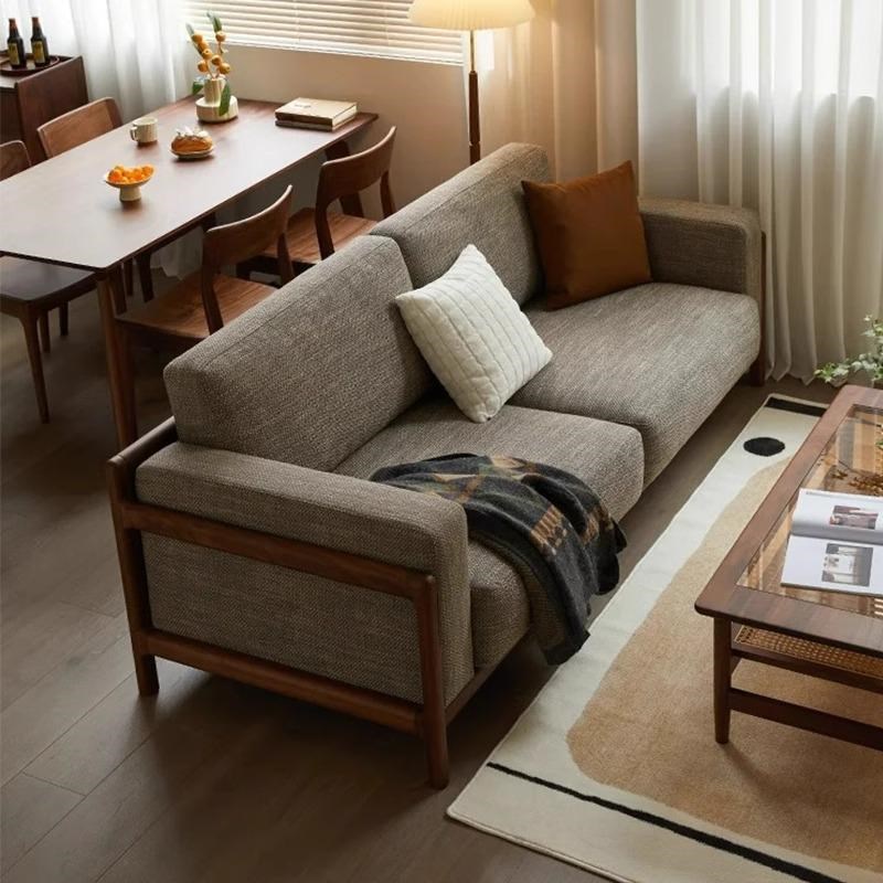 新中式禅意黑胡桃白蜡木沙发直排双F人酒店民宿办公室小户型家具