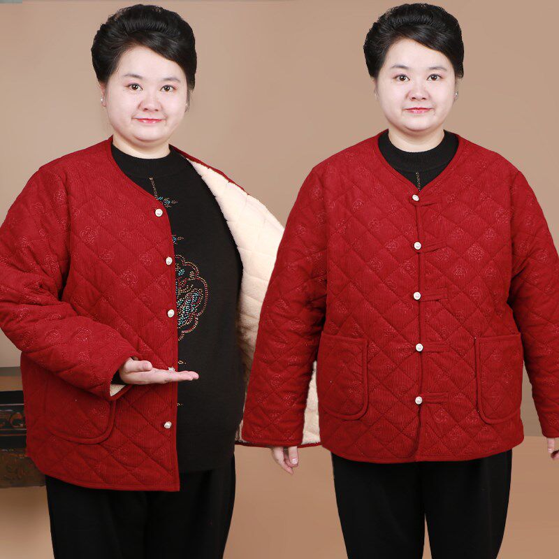 2024新款冬装棉袄中老年加肥加大码家居服胖妈妈宽松轻薄棉衣保暖