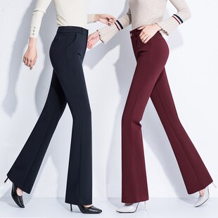 直筒微喇裤 长裤 喇叭女裤 春秋装 西裤 新品 加长显高显瘦工装 弹力 冬装
