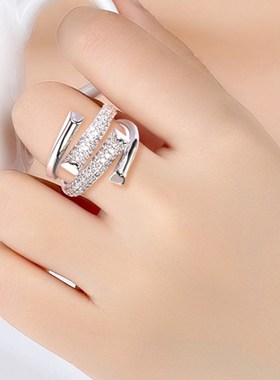 高级感时尚交叉食指环个性网红冷淡风韩版首饰开口可调节戒指女