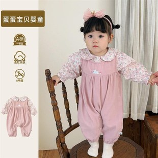 春季 外出套装 幼儿早春一岁 洋气婴儿春装 女宝宝衣服超萌连体背带裤