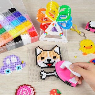 大模板熨烫珠子粘贴画拼图豆豆颗粒男女孩儿童拼拼魔法珠玩具彩珠