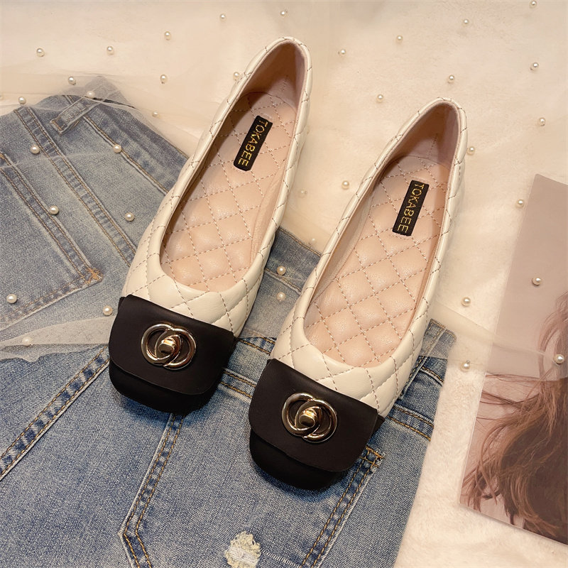 2023年春季新款仙女风软底浅口单鞋女法式瓢鞋休闲平底孕妇豆豆鞋