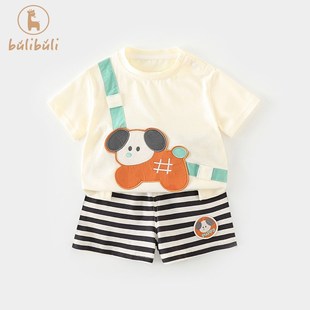 夏装 夏季 2025新款 短裤 婴儿衣服分体两件套潮 男女宝宝短袖 儿童套装