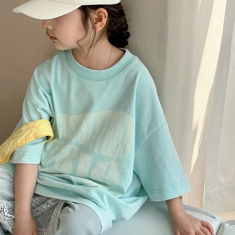 女童短袖t恤2025新款儿童夏装大童夏季宽松衣服洋气女孩半袖体恤