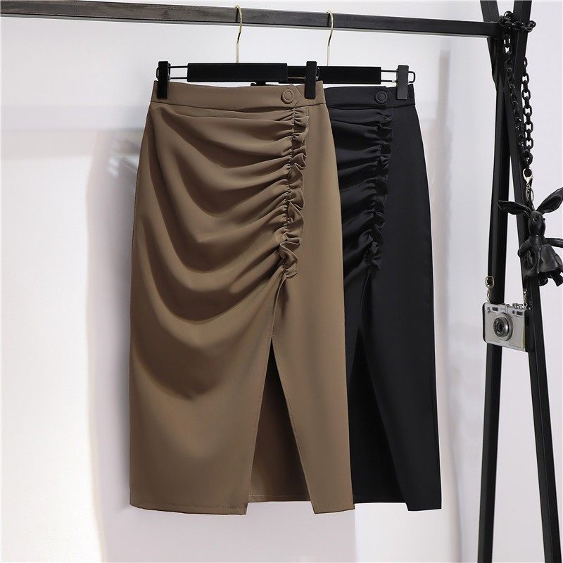 不规则开叉半身裙女中长款秋装设计感小众高腰a字包臀裙一步裙子