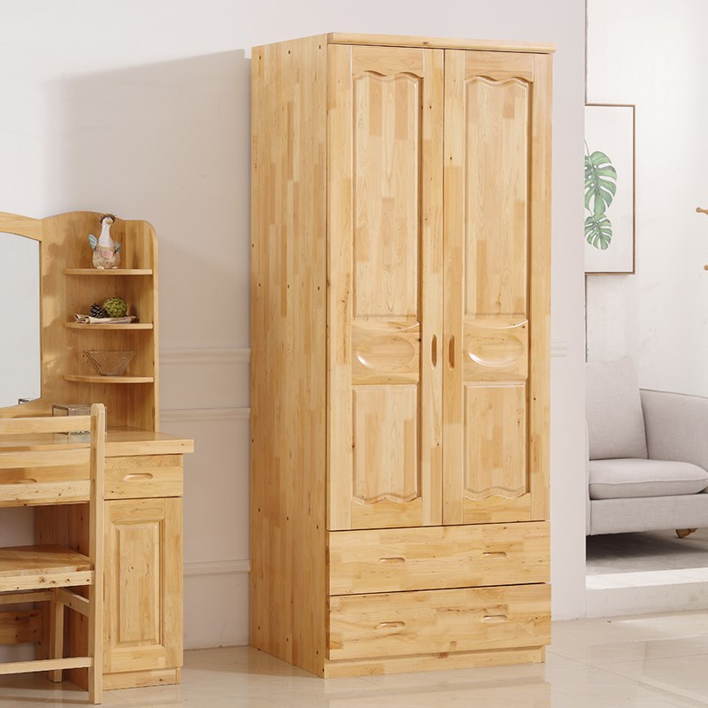 重庆全实木定制衣柜柏木两开门柜双门平开现代简约小户型柜子