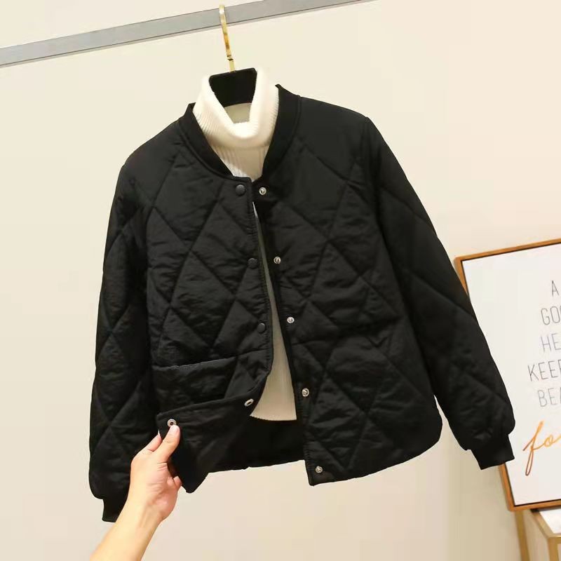 轻薄款立领铺棉外套女短款韩版显瘦秋冬装新款羽绒棉服小个子棉袄