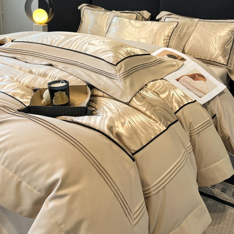 高级感轻奢200支长绒棉四件套全棉被套纯棉秋冬磨毛床笠床上用品4