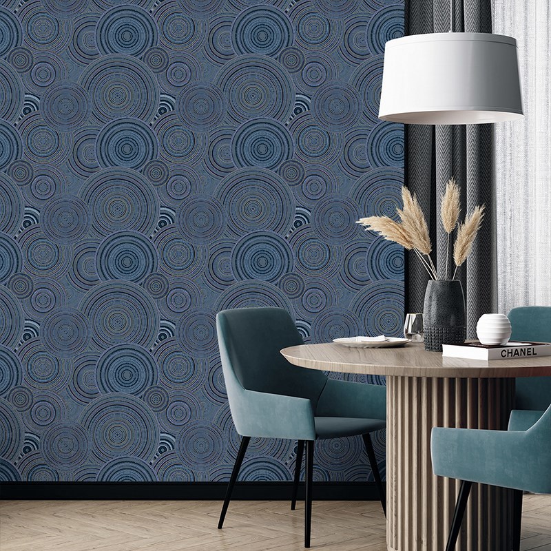 轻奢立体环形几何高精密提花壁布客厅卧室背景墙环保防霉高端墙布