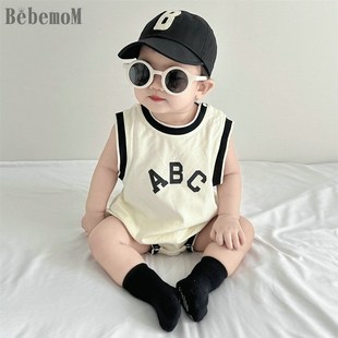 棉质薄款 简约宝宝夏季 超萌连儿童体衣 无袖 婴儿包屁哈衣夏装