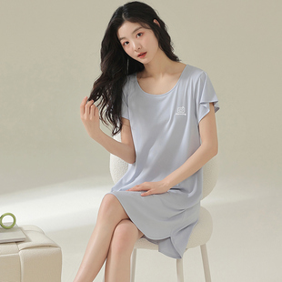 夏季莫代尔睡裙女短袖2025年新款小个子夏天睡衣凉感型家居服薄款