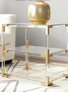 亚克力明感沙发边几透茶轻奢高级三层茶几极简角几不锈SHST04钢几