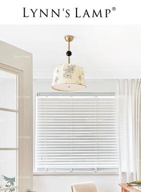 Lyn775n's立意法式复古布艺房室吊灯实式木书卧花纹美浪漫客厅灯