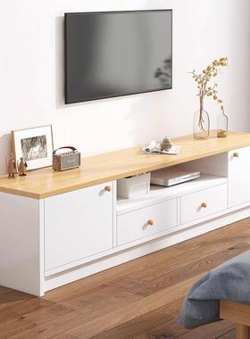 电视柜客厅小型户落地0简约现代2BZK25新款储物柜卧原木色电视室