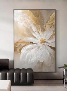 雪川轻奢质感装饰画花玄卉奶村油风大芬关高级油画沙发背景FM8607