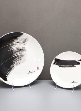 中式水新墨盘子摆样件板房售楼部卧室HKZ书房客厅厅桌面餐玄关饰