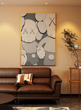 现轻奢灰色力熊w代asEM-2371艺术客厅玄关k装饰画背景墙壁画竖版