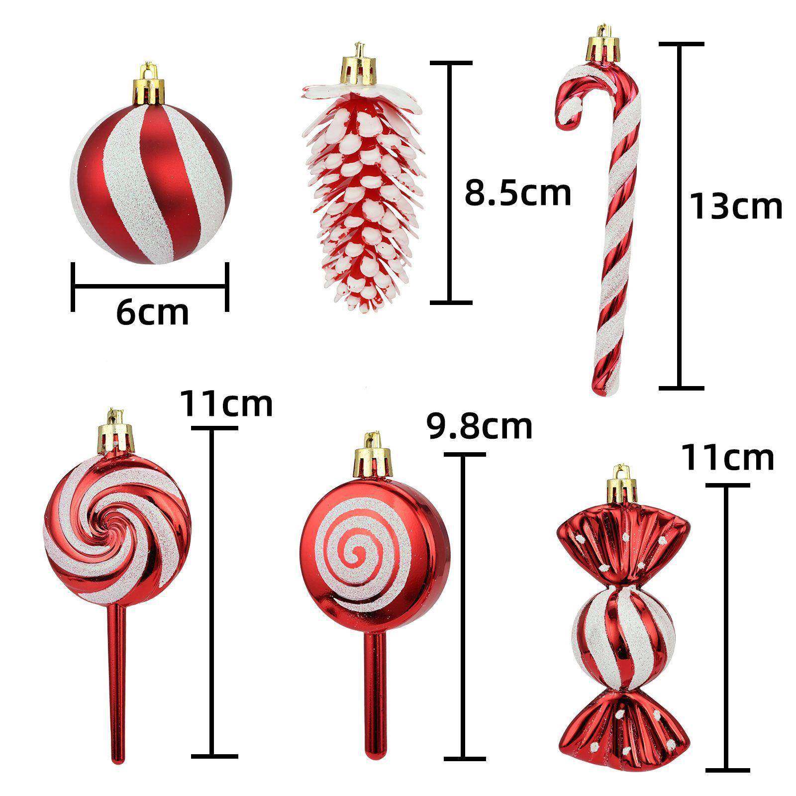 6cm15件套圣诞糖件套装圣诞诞球松果棒棒糖果圣诞树挂圣节礼663物