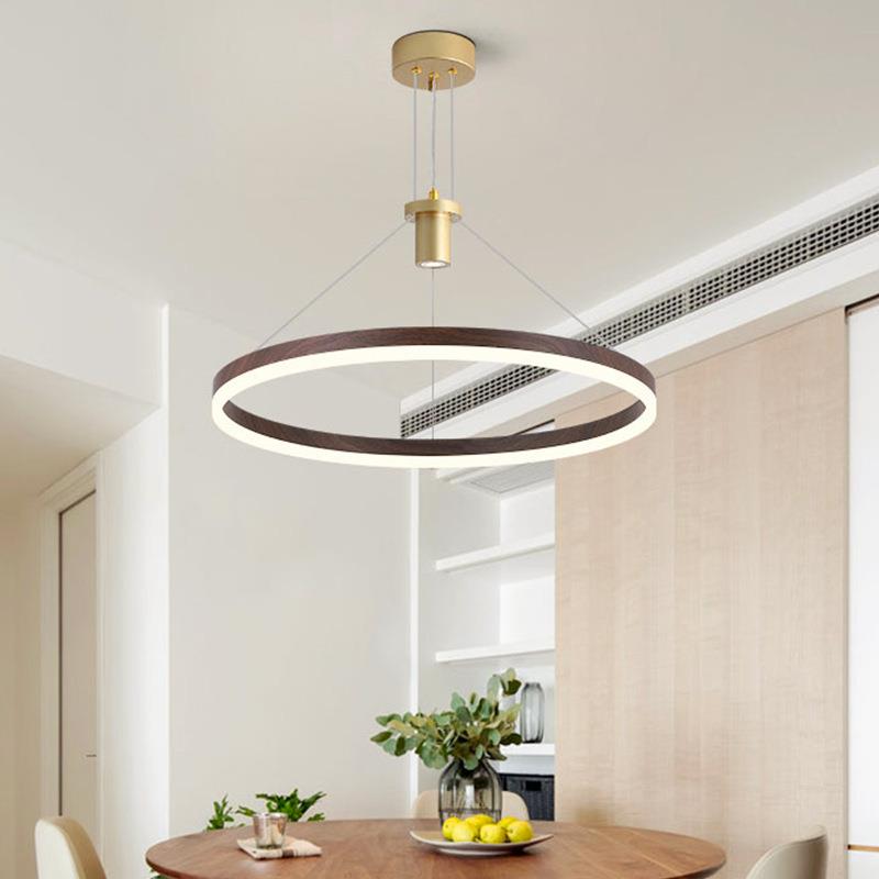 家用现代客吊灯创意216仿木环餐圆厅灯饰简约d卧室吧台书房l厅e灯
