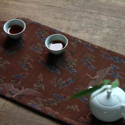 28面香云纱布艺复古真丝茶茶席茶垫道布90席造双景桌旗餐色垫
