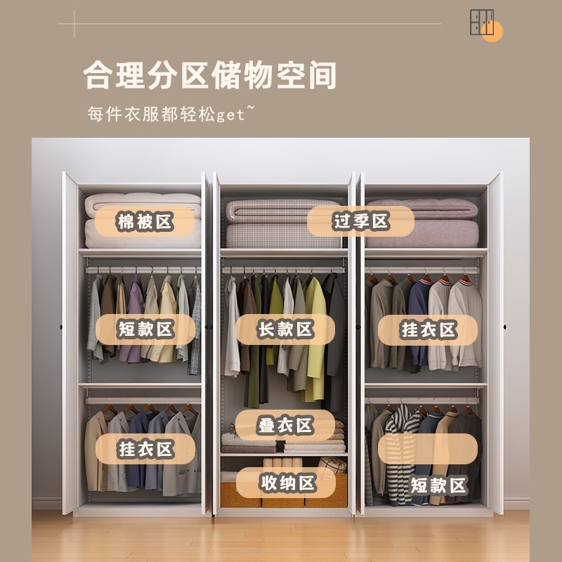 钢制铁皮衣c柜家用卧室简约金属组合衣柜无甲醛儿童衣服收纳储物