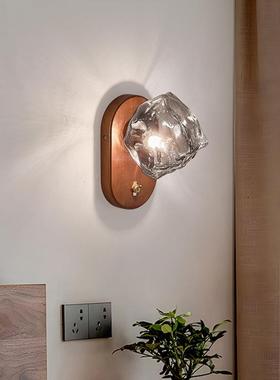 中古头风冰块璃壁灯玻美式约复古简57619走廊客厅背景墙灯卧室床